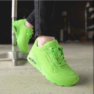 Skechers Uno Night Shades Lime Green Memory Foam Street Sneakers Sz 10